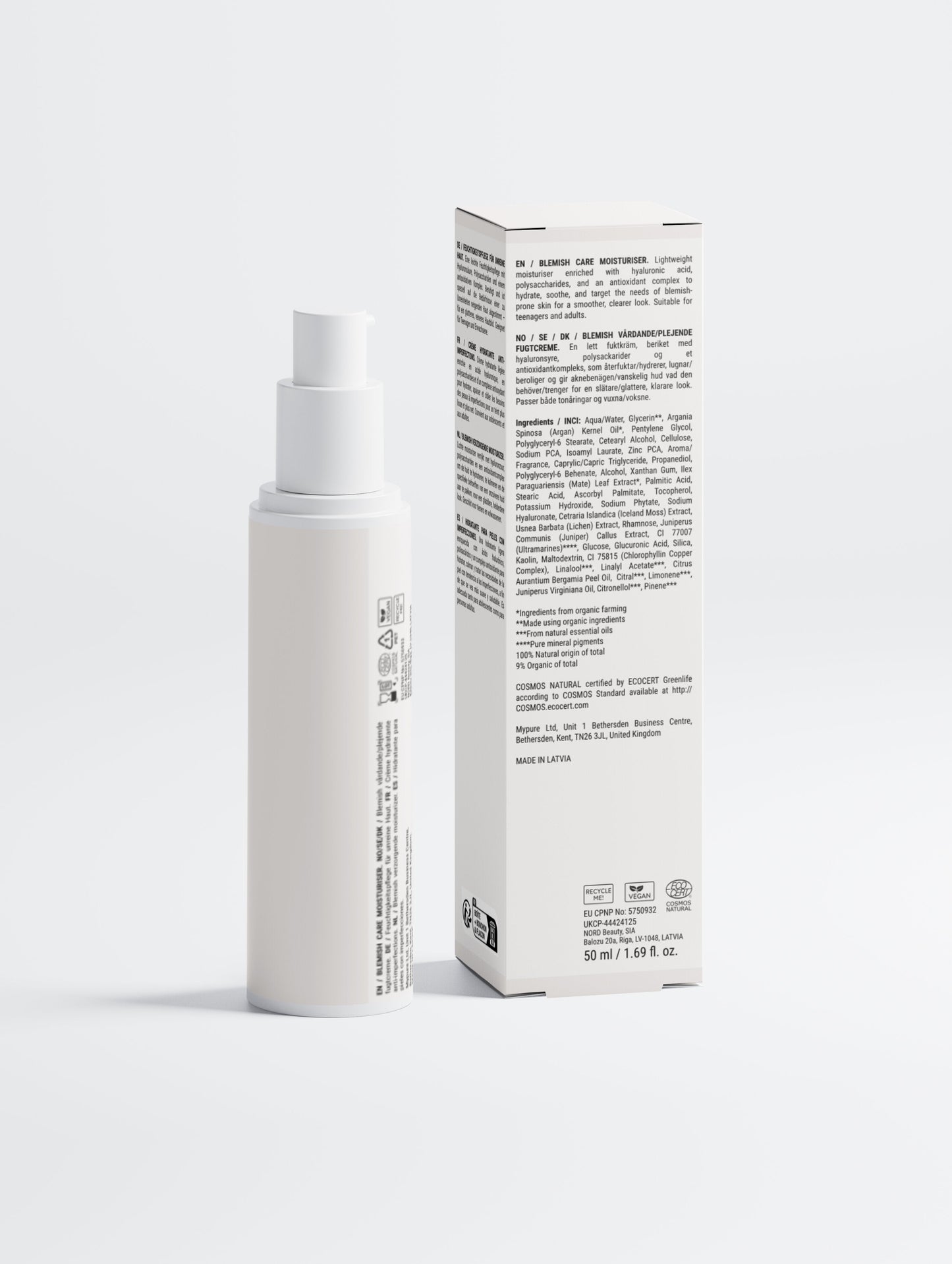 Selfnamed Blemish Care Moisturiser in a white jar with a teal label, designed to reduce blemishes and hydrate skin.