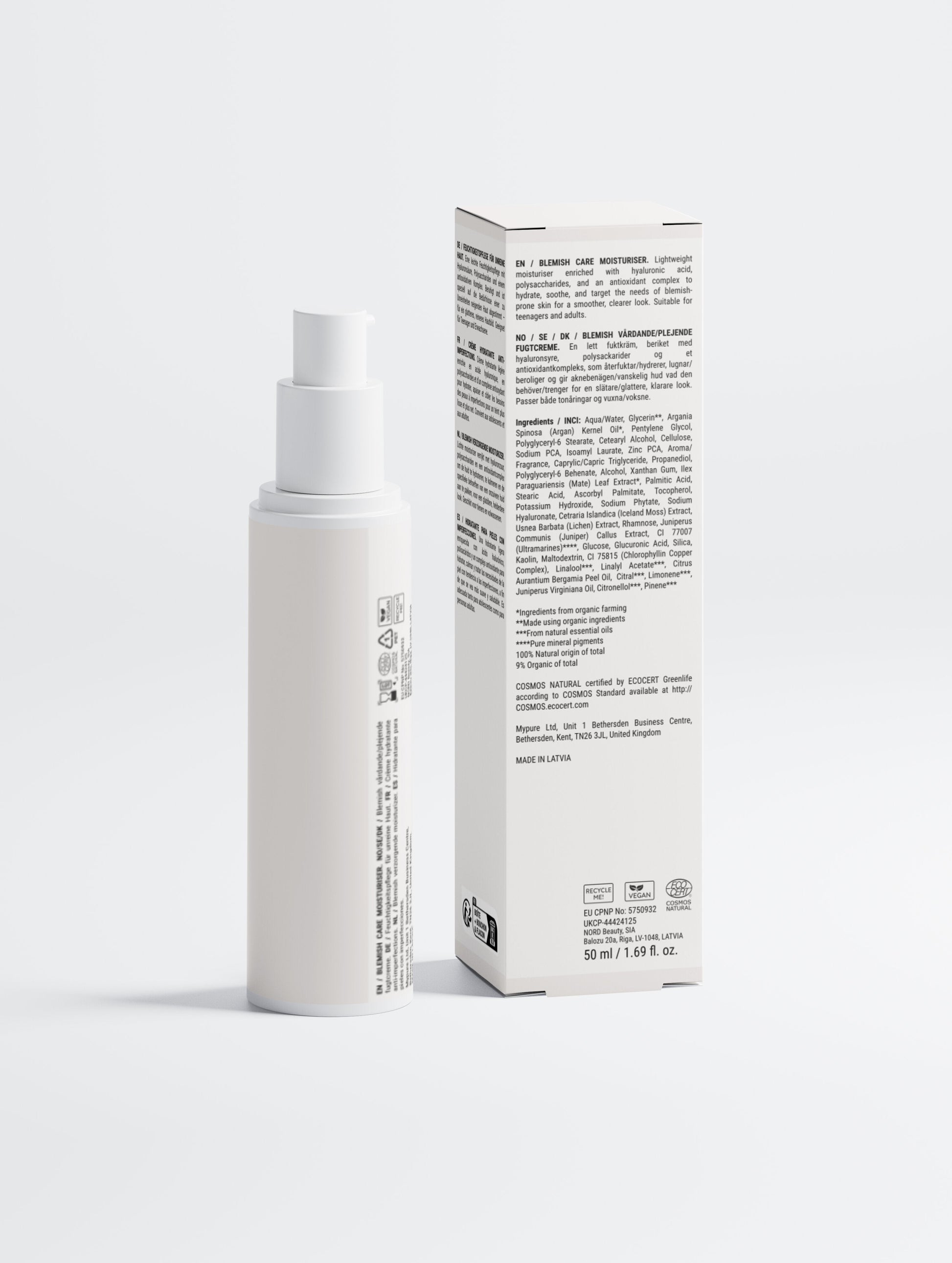 Selfnamed Blemish Care Moisturiser in a white jar with a teal label, designed to reduce blemishes and hydrate skin.