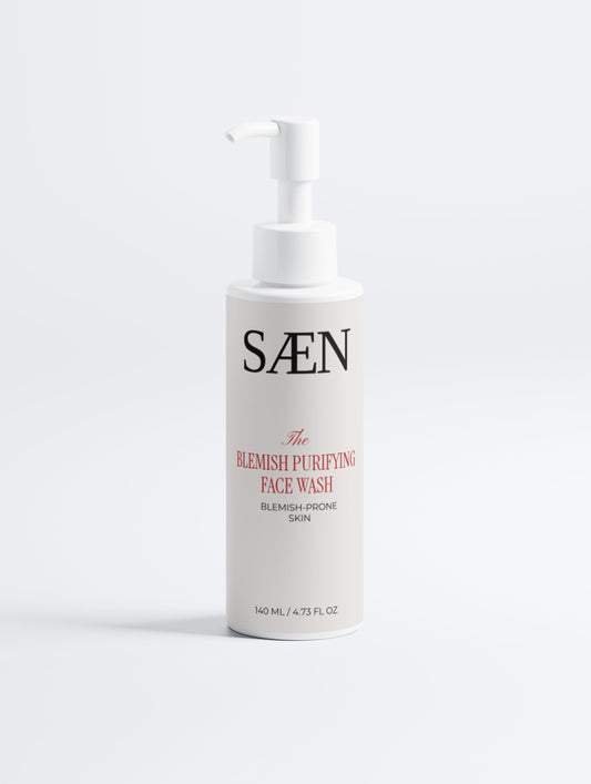Selfnamed Blemish Purifying Face Wash in a pump bottle, showing the clear gel formula and label on the product.