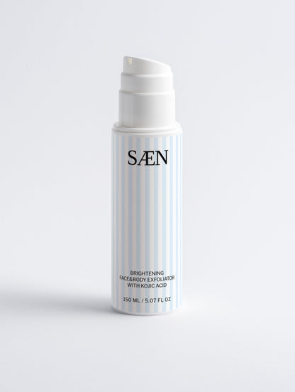 Selfnamed Brightening Face and Body Exfoliator with Kojic Acid, creamy texture and natural ingredients for smooth, radiant skin.