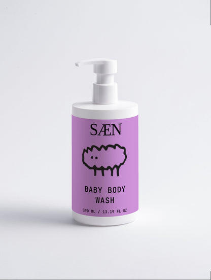 Gentle baby body wash from Selfnamed with a soft, foaming texture, designed for delicate skin and soothing bath time.