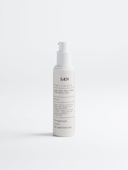 Selfnamed dark spot face cream with kojic acid, showing the cream tube next to a skincare jar on a neutral background.