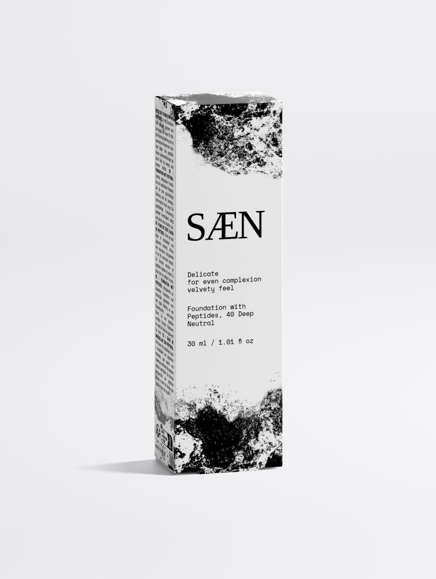 Selfnamed foundation with peptides in 40 Deep Neutral shade, creamy liquid makeup for even skin tone and hydration.