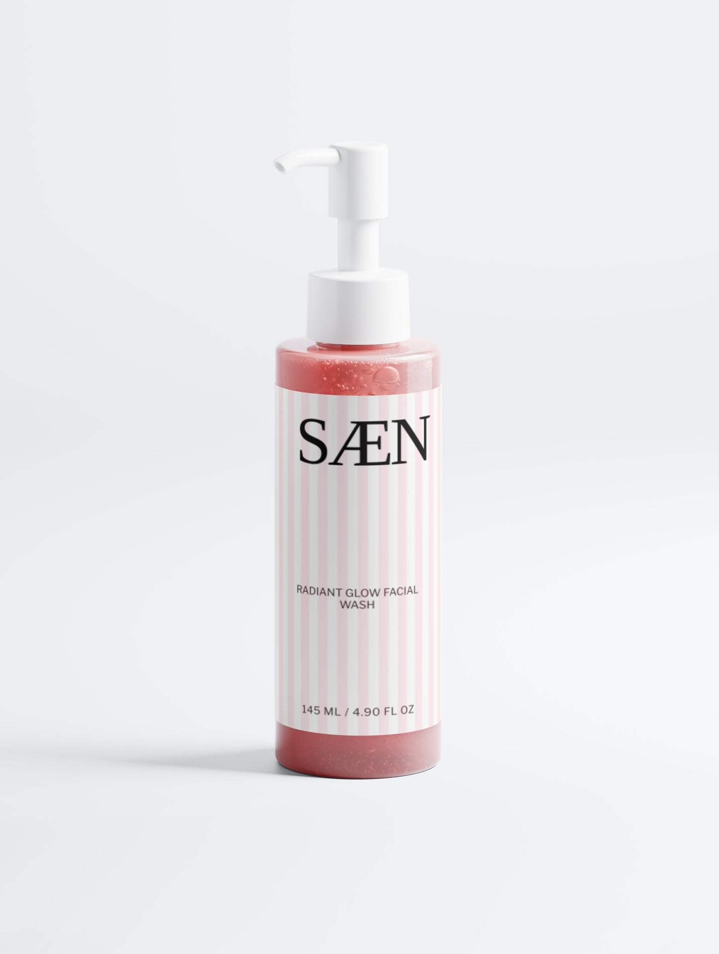 Selfnamed Radiant Glow Facial Wash with a clear bottle and white pump top, showcasing its bright and refreshing skincare formula.