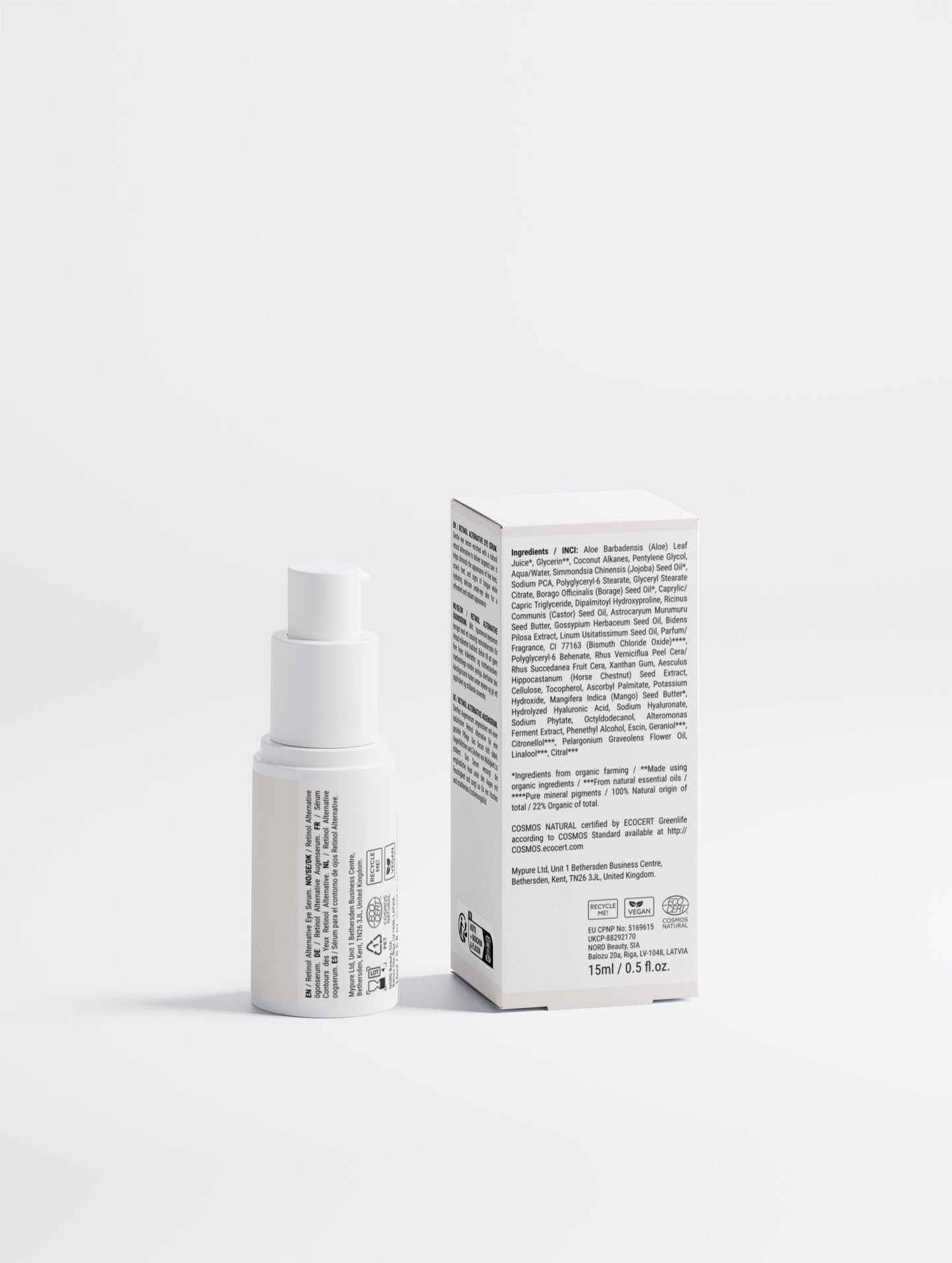 Selfnamed Retinol Alternative Eye Serum in a sleek bottle, designed to reduce puffiness and dark circles around the eyes.