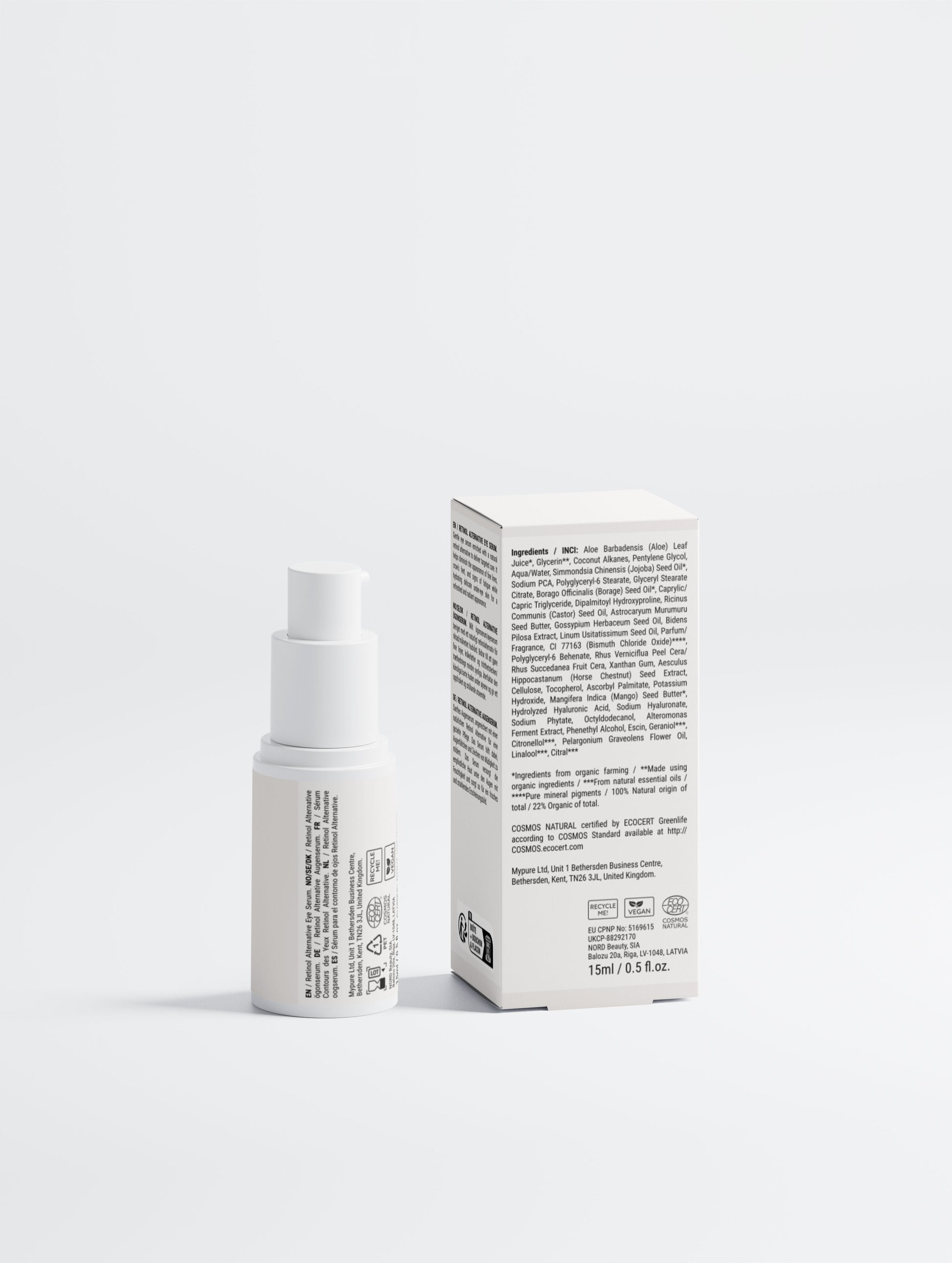 Selfnamed Retinol Alternative Eye Serum in a sleek bottle, designed to reduce puffiness and dark circles around the eyes.