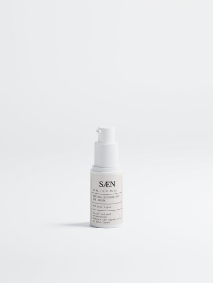 Selfnamed Retinol Alternative Eye Serum in a sleek bottle, designed to reduce fine lines and brighten the under-eye area.