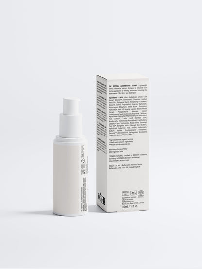 Selfnamed Retinol Alternative Serum in a sleek dropper bottle, showcasing a clear, lightweight skincare serum for anti-aging.