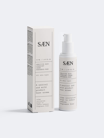 Fragrance-free Sensitive Skin Overnight Cream by Selfnamed, showing the jar with cream inside on a clean background.